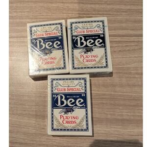 3 New BEE Playing Cards Blue Deck Club Special Bicycle Casino
